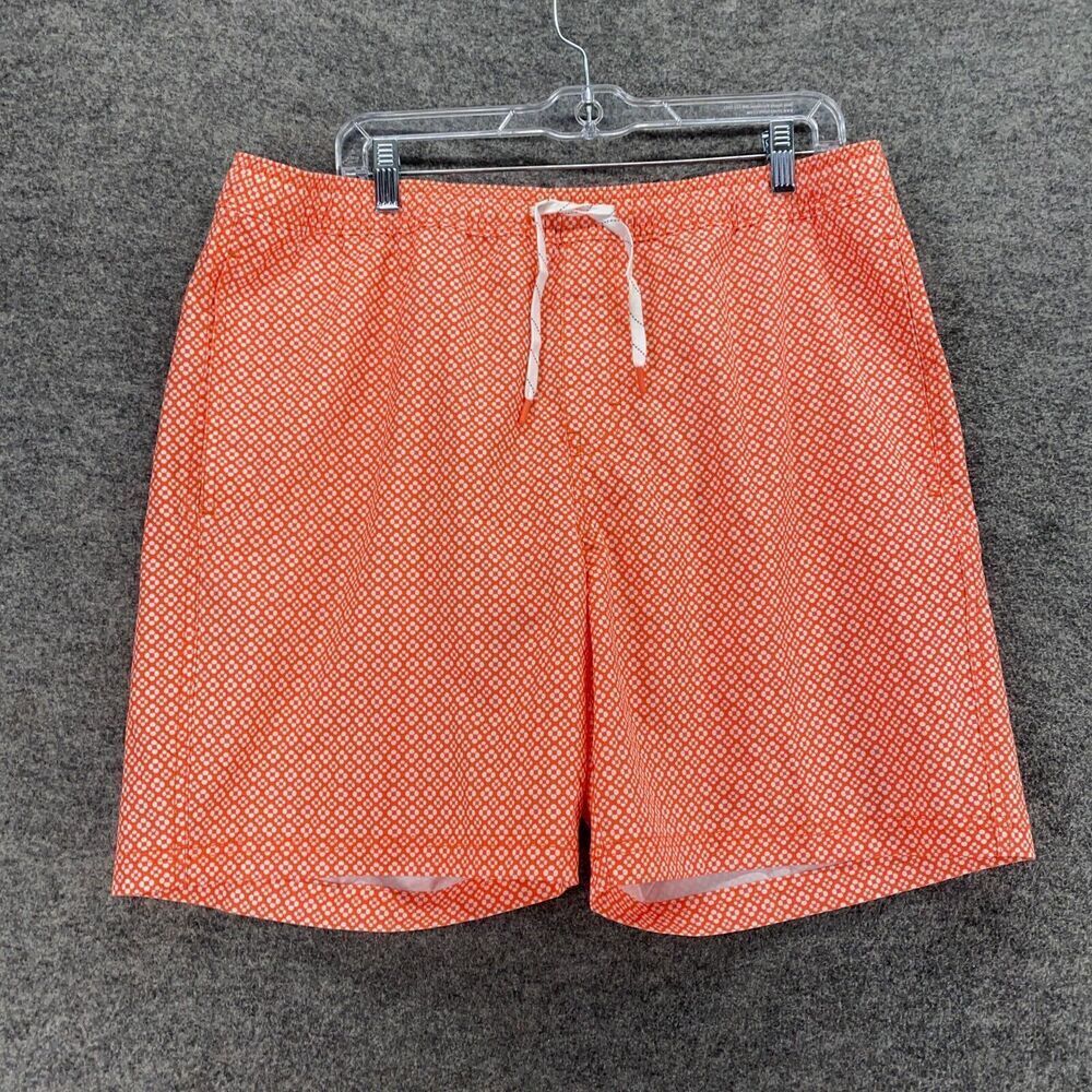 New Elysian Swim Shorts Men L Large Red Floral Mid Rise Drawstring Lined Swim